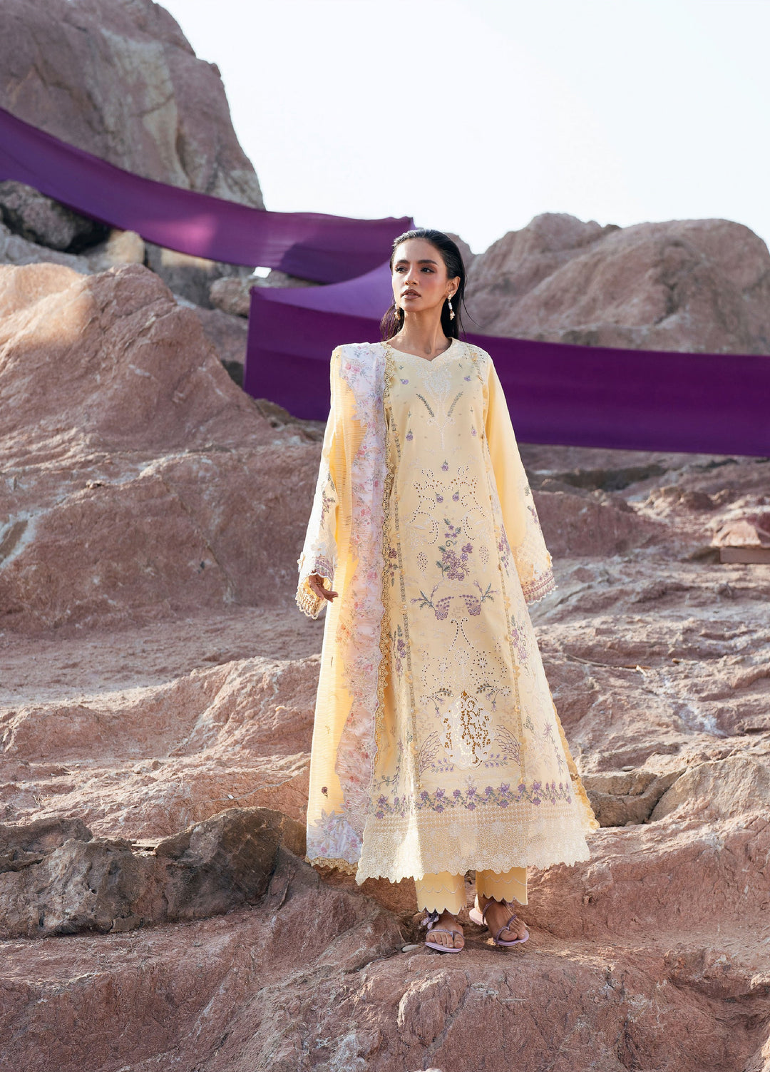 Florent Unstitched Embroidered Luxury Lawn 3 Piece Suit FL26UL FL-5A - Festive Collection