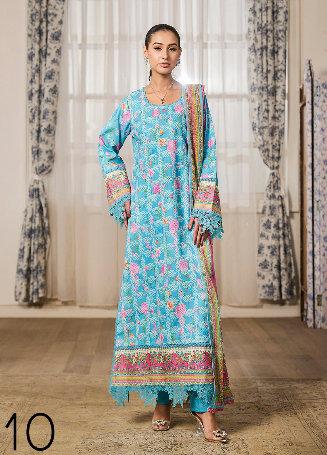 Raha Summer Prints by RajBari Unstitched Printed Lawn 3 Piece Suit RB26URVI D-10 - Summer Collection