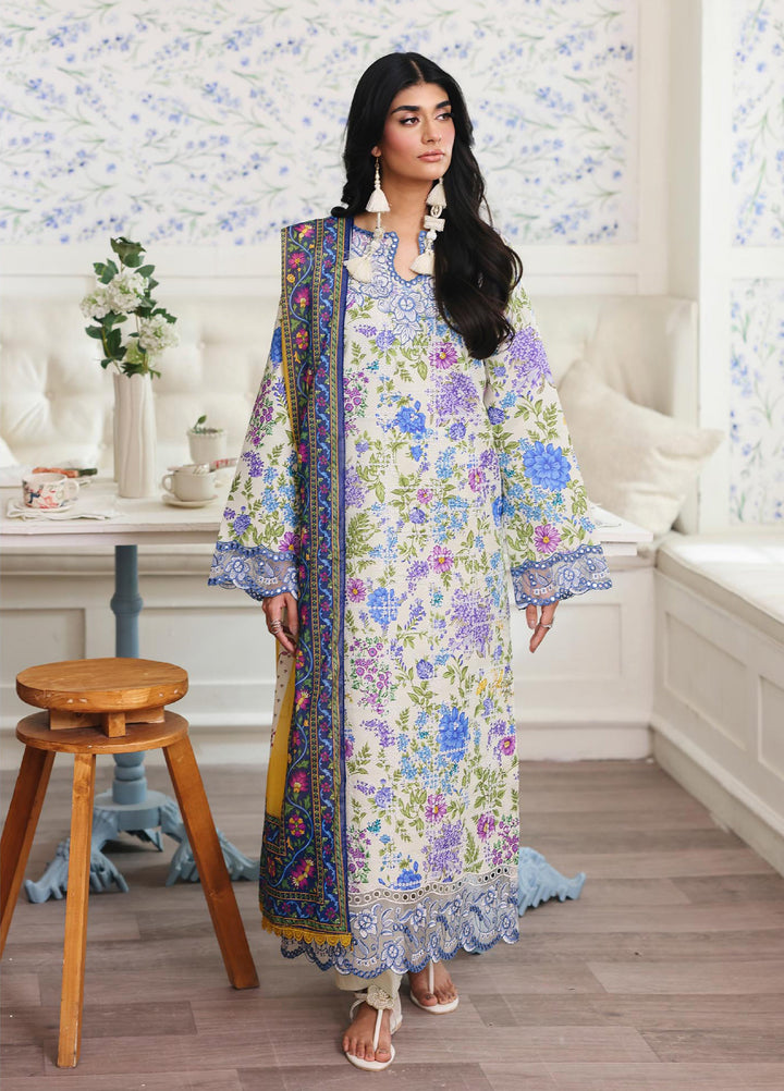 Nissa Floral Symphony by Rajbari Unstitched Lawn Embroidered 3 Piece Suit RB26UNF D-02 - Summer Collection