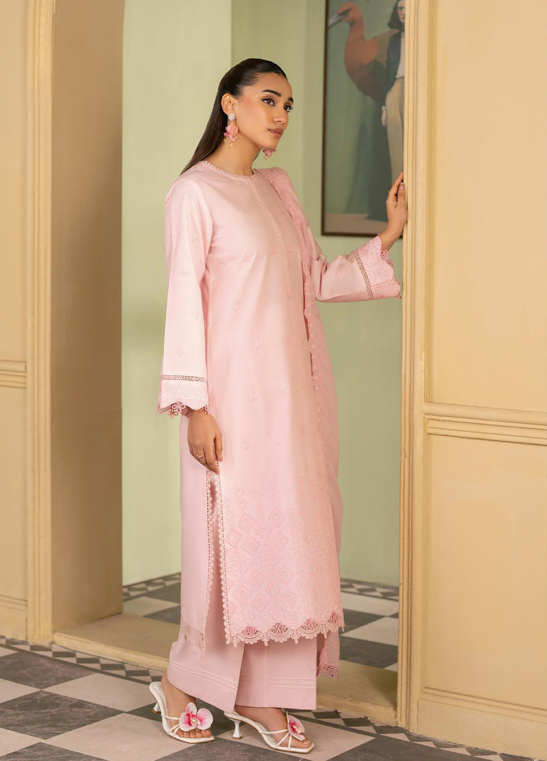 Raha by Rajbari Unstitched Premium Chikankai Embroidered Lawn 3 Piece Suit RB26UCRL D-10 - Summer Collection