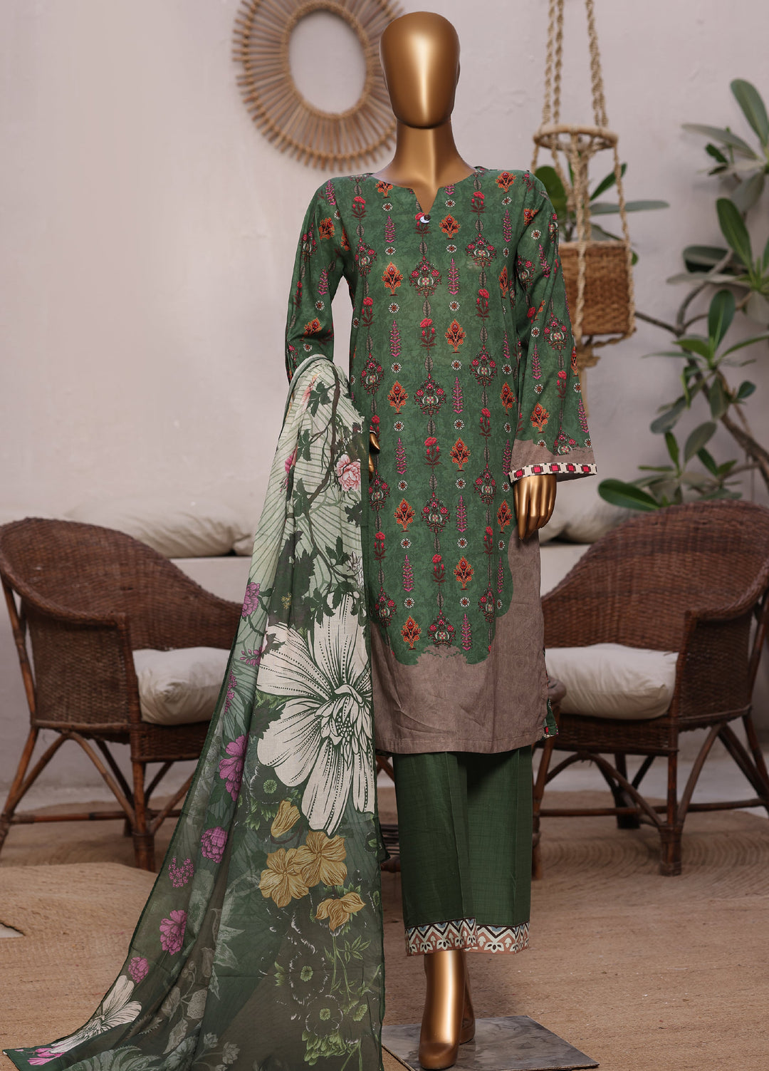 Art N Craft by HZ Textiles RTW Printed Lawn 3 Piece Suit Green - Summer Collection