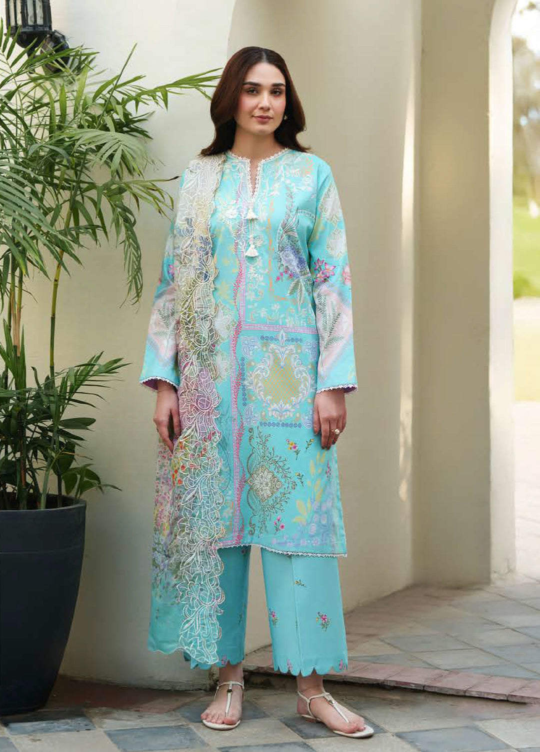Whispered Florals by Roheenaz Unstitched Embroidered Lawn 3 Pcs Suit RNZ26UWF D-11 A PETAL HUSH - Summer
