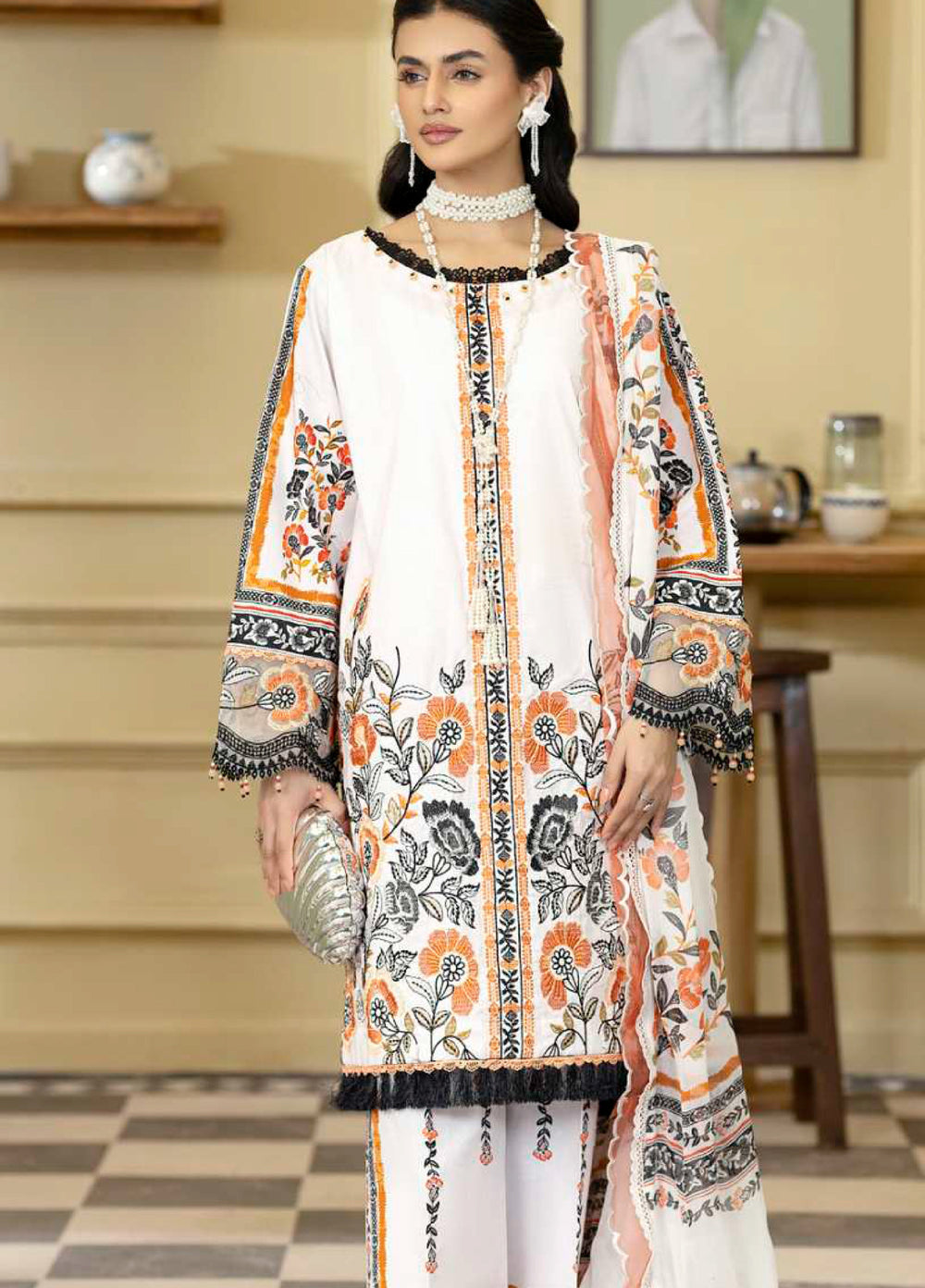 Al Zohaib Unstitched Applique Embroidered Lawn 3 Piece Suit AZ26UAL D-2 - Summer Collection