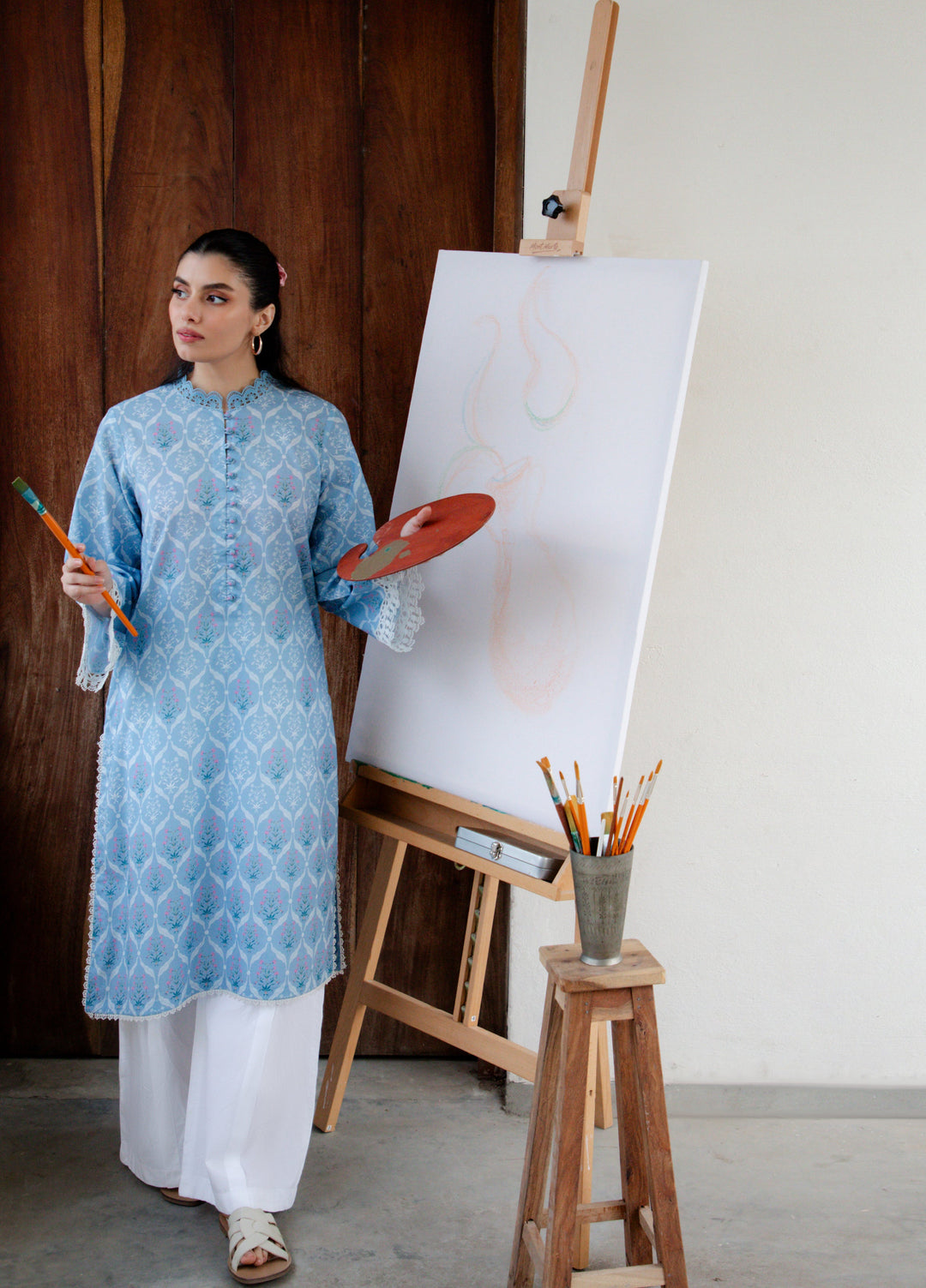 Sahar Unstitched Printed Cambric 1 Piece Shirt SS1-26-33 Sky Lattice - Summer Collection