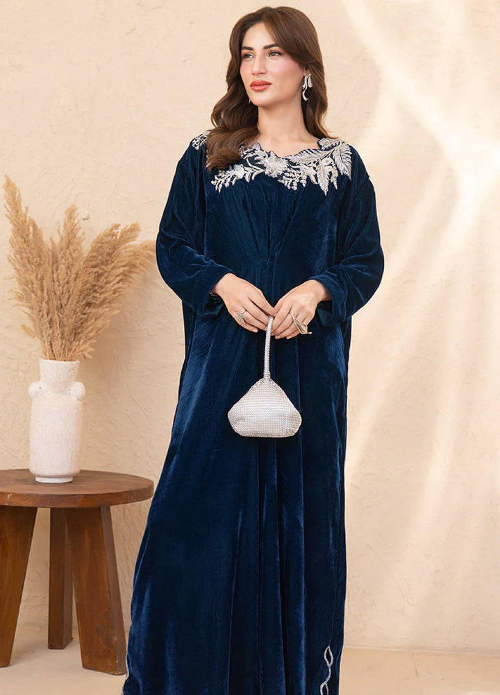 Winter Hues by Naayas Women Pret Embroidered Kaftaan Velvet Zinc Dream - Winter Collection