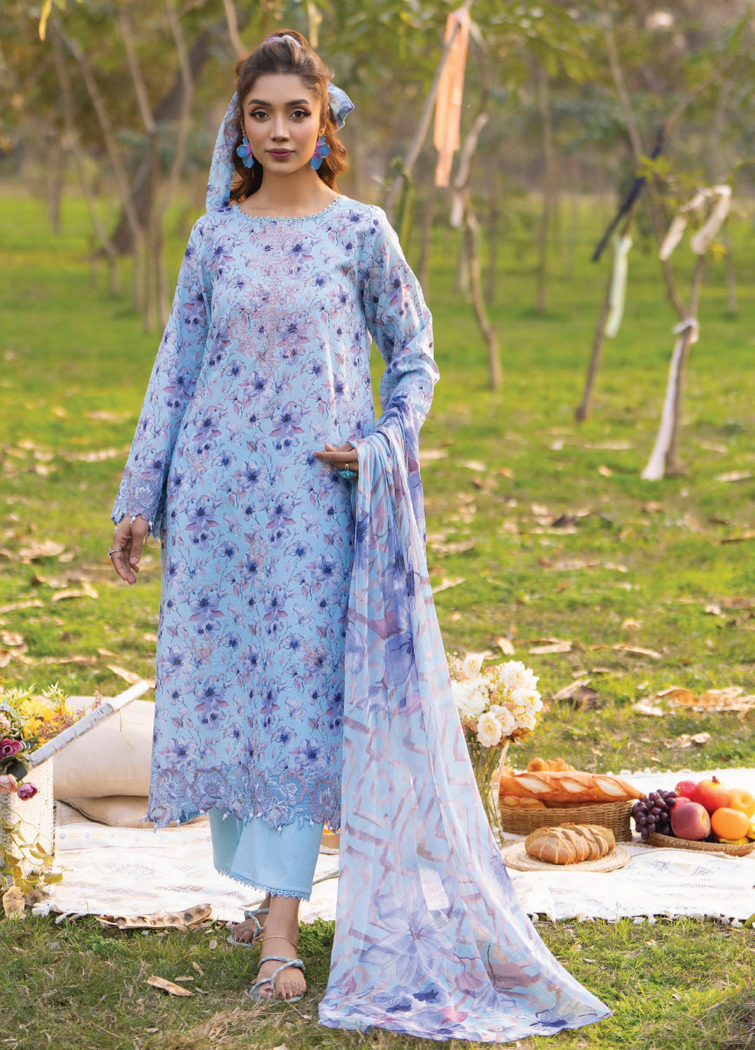 Eden Garden by Humdum Unstitched Embroidered Lawn 3 Piece Suit HB26UED D-04 - Summer Collection
