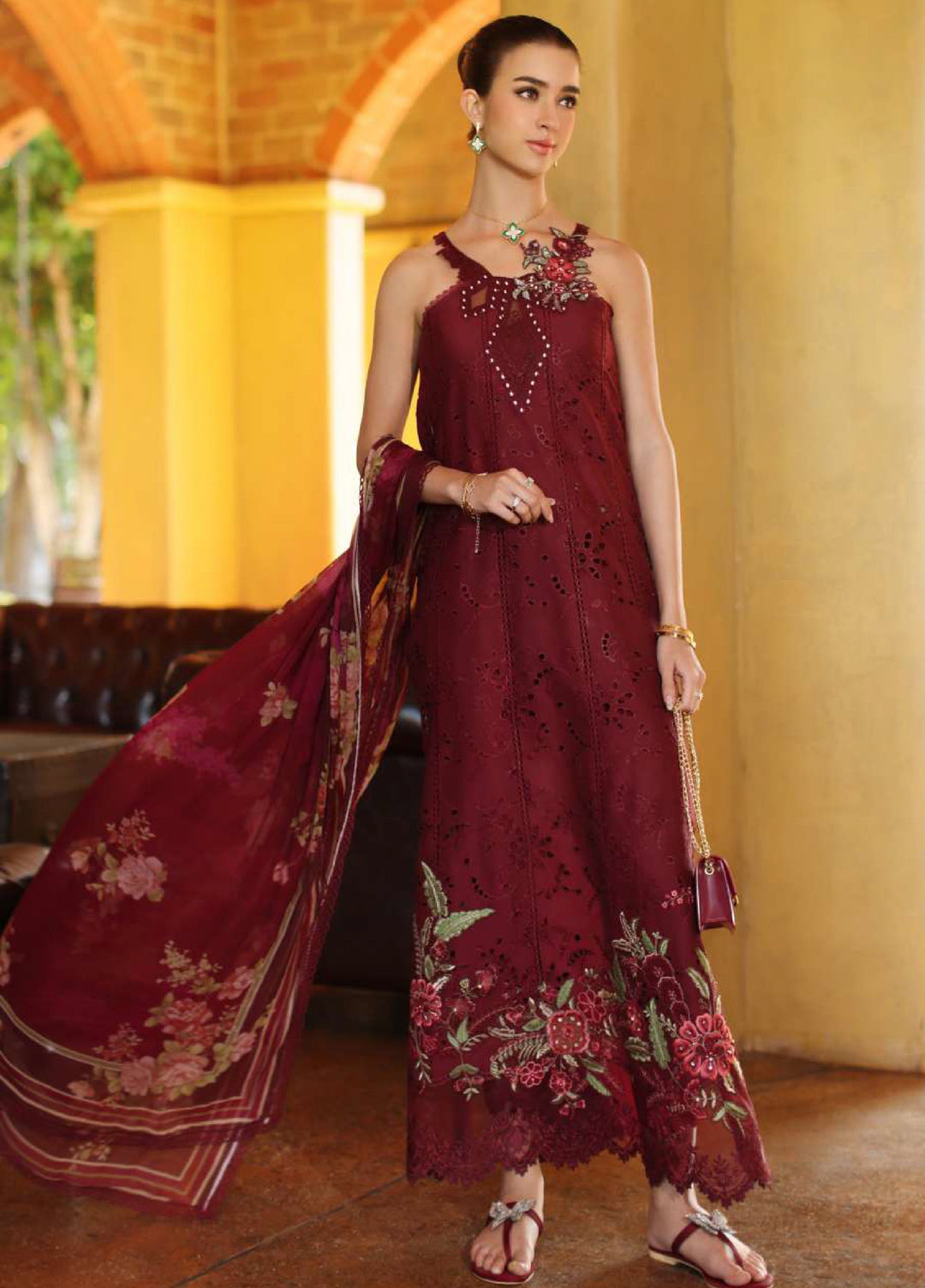 Noor by Saadia Asad Unstitched Embroidered Luxury Lawn 3 Piece Suit SA26UNL D10A-ROSELLE - Eid Collection