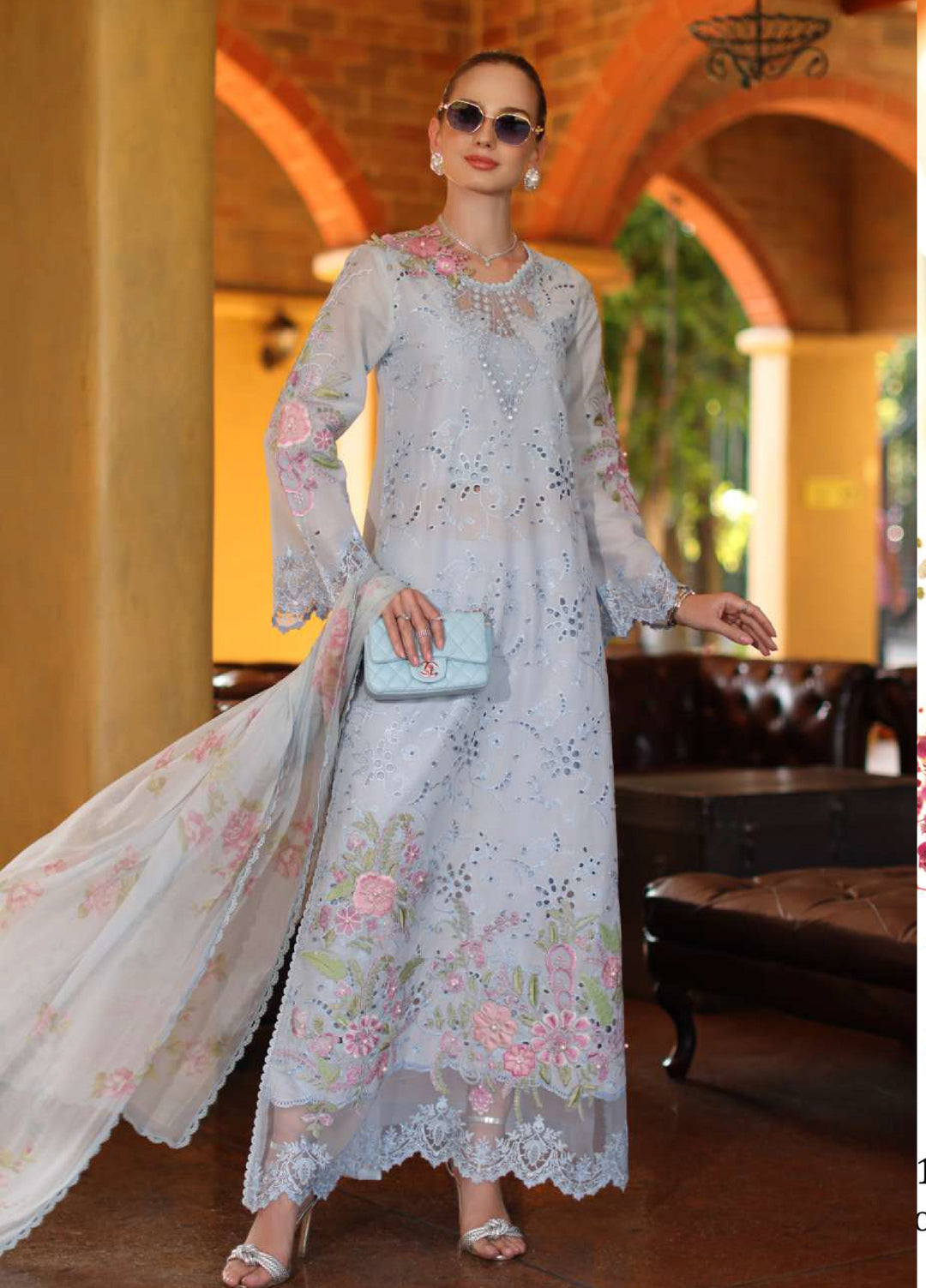 Noor by Saadia Asad Unstitched Embroidered Luxury Lawn 3 Piece Suit SA26UNL D10B-ROSELLE - Eid Collection