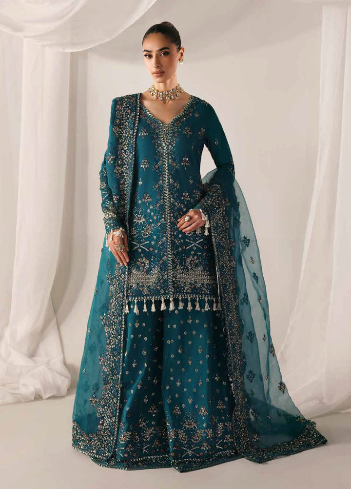 Serein Luxe by Emaan Adeel Unstitched Raw Silk Embroidered Suits 3 Piece EA25SL D-6 Moonlight Night - Festive Collection