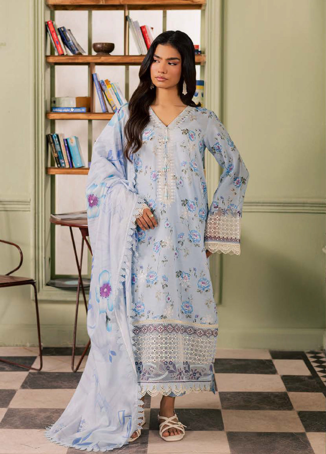 Daria by Riaz Arts Unstitched Embroidered Lawn 3 Piece Suit DA26UCT DA-62 - Summer Collection