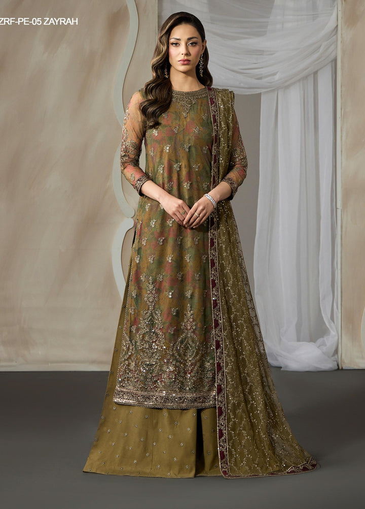 Fasana by Zarif Unstitched Embroidered Net 3 Piece Suit ZR26UF ZRF-PE-05 Zayrah - Festive Collection