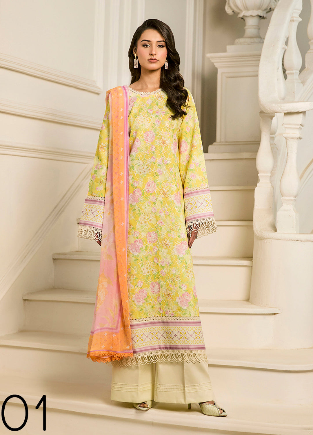 Raha Summer Prints by RajBari Unstitched Printed Lawn 3 Piece Suit RB26URVI D-1 - Summer Collection