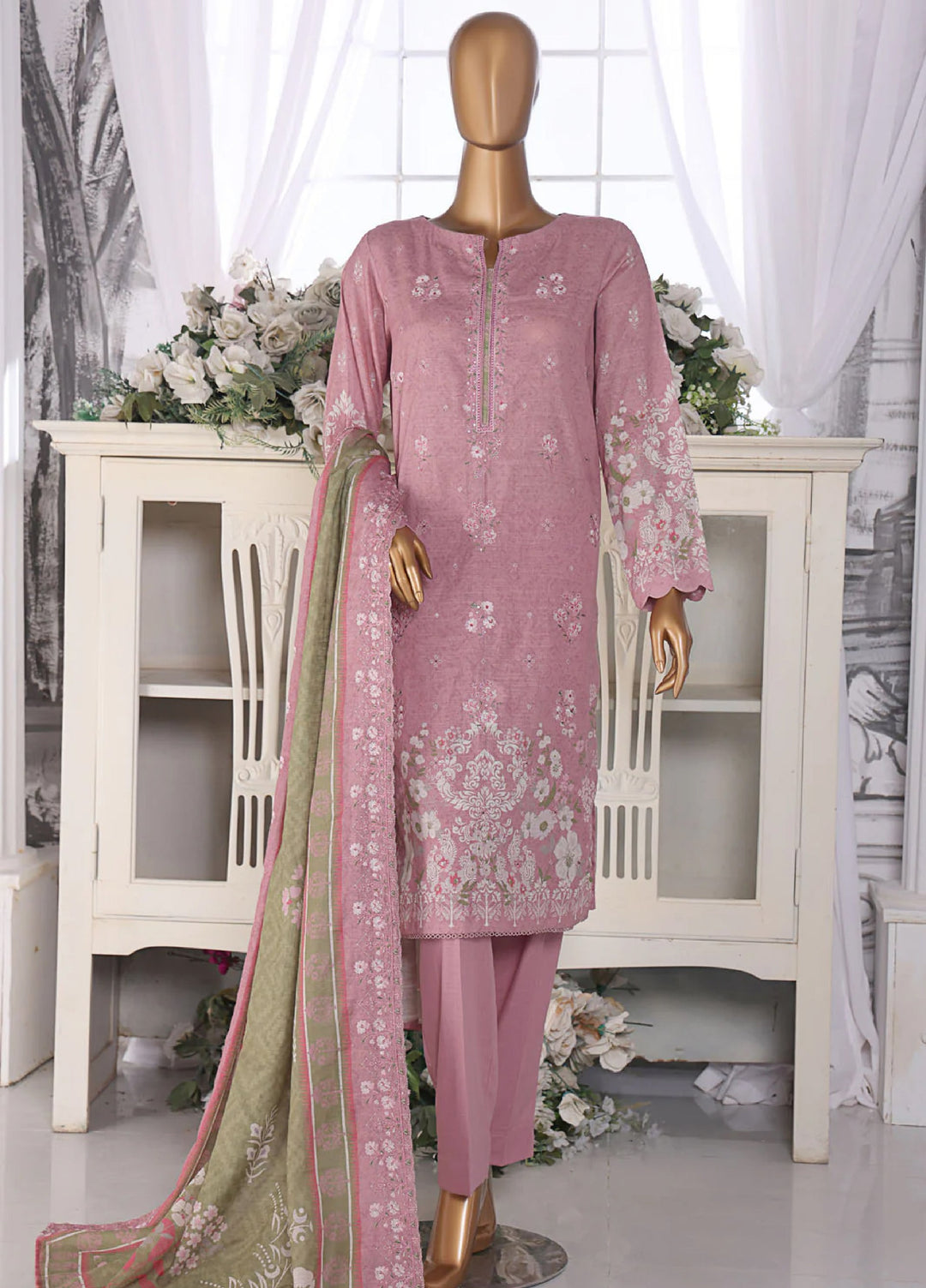 Hz Textiles Embroidered Khaddar Suits Unstitched 3 Piece PKE-205 - Winter Collection