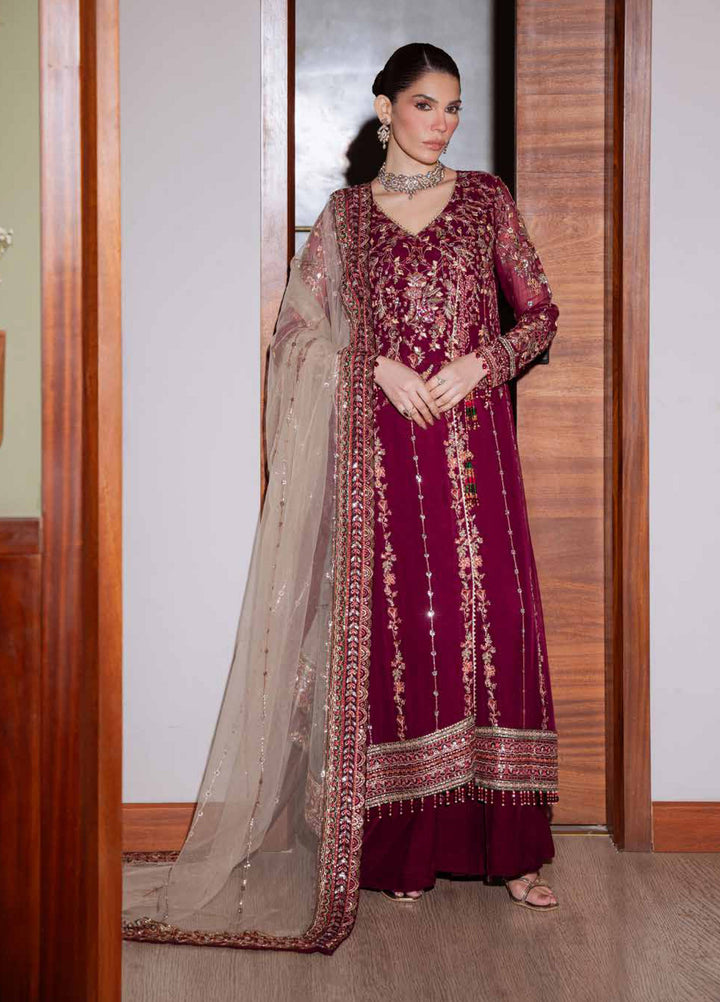 Elaya Luxury by Nureh Unstitched Chiffon Embroidered 3 Piece Suit NU26EL NEL-86 - Festive  Collection