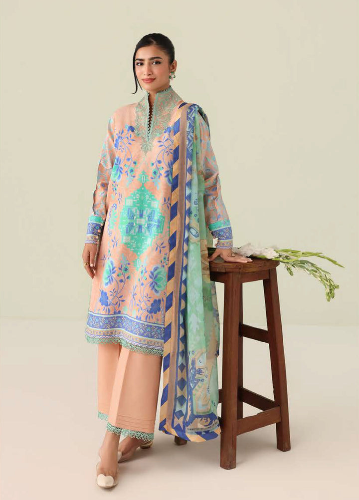 Rosette by Roheenaz Unstitched Lawn Embroidered 3 Piece Suit RNZ26UR Weave of Light-8B - Summer Collection