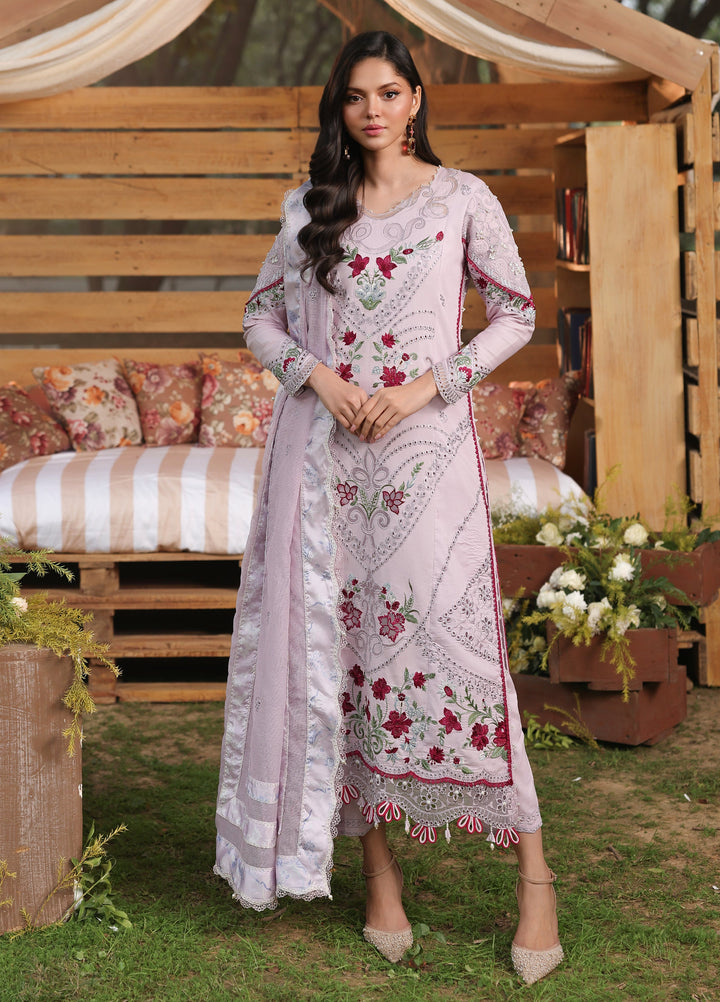 Tales of Petals by Sardinia Unstitched Embroidered Luxury Lawn 3 Pcs Suit SRD26UTP D-8 Lavendar Haze - Festive