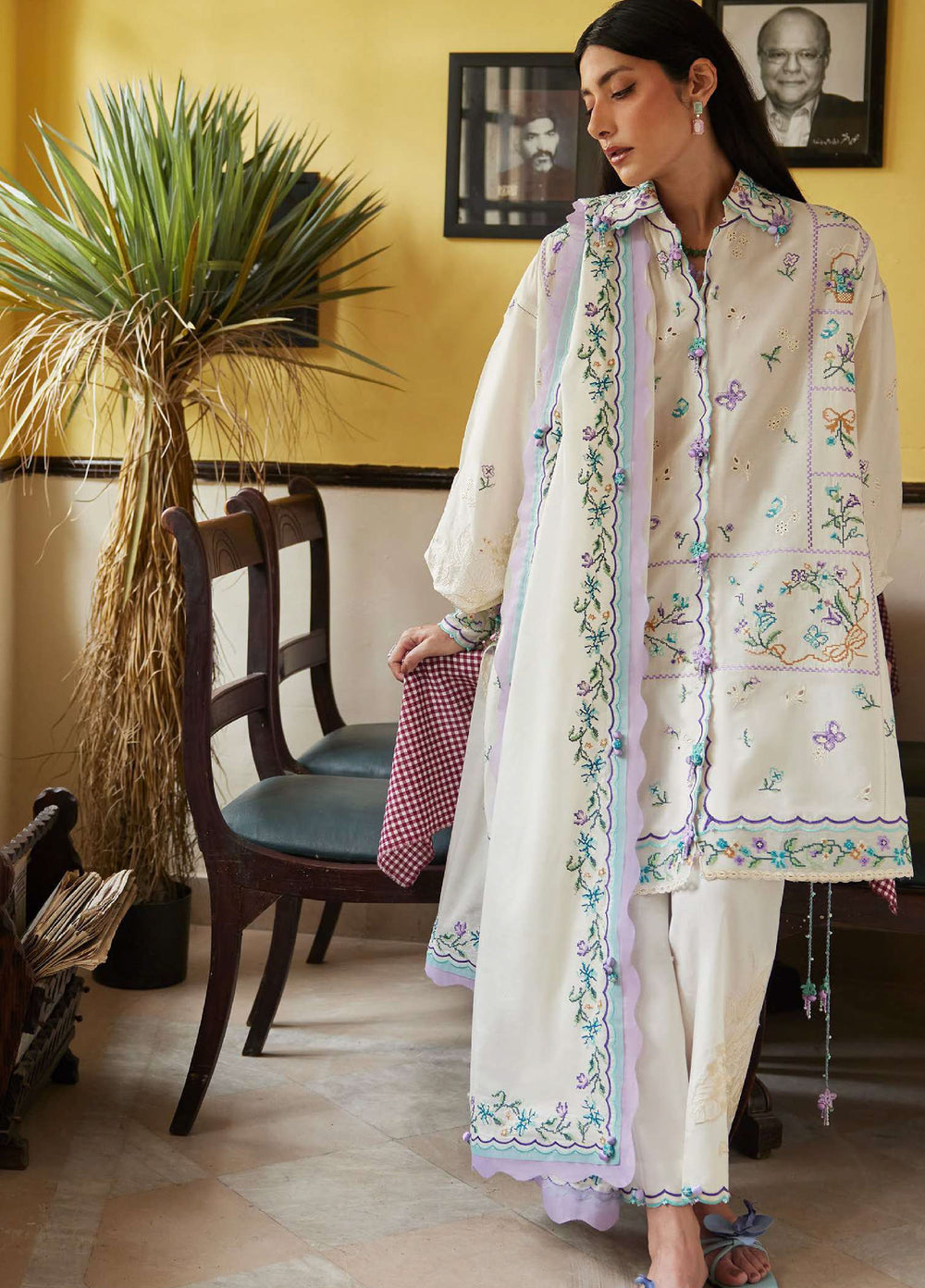 Wild Flower by Zaha Unstitched Embroidered Lawn 3 Piece Suit ZK26UWL ZF26-07 Ghost Orchid Whispers - Festive Collection