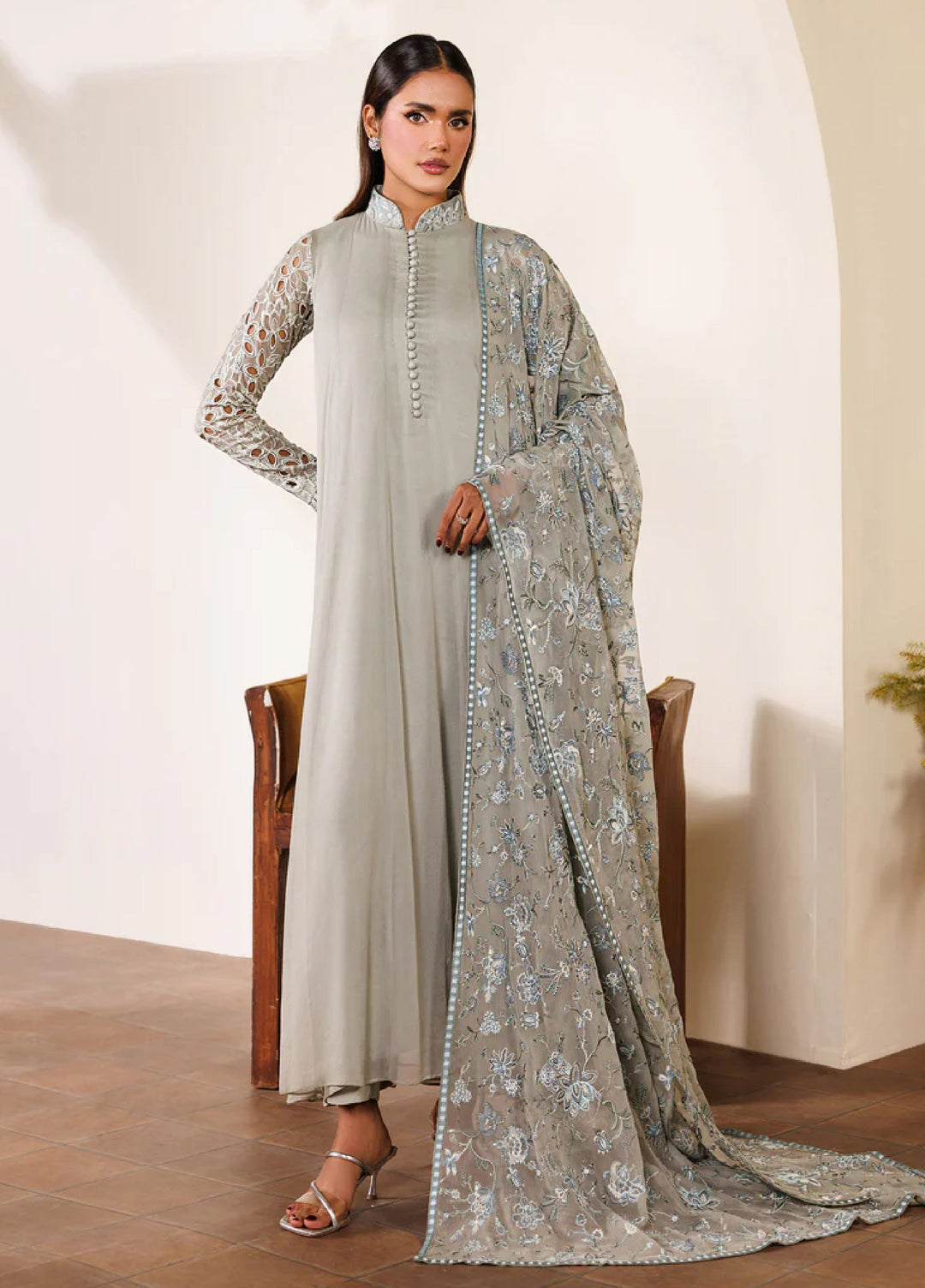 Zarif Women RTW Embroidered Chiffon 3 Piece Suit ZR26UCR ZRF-EMC-19 - Eid Collection