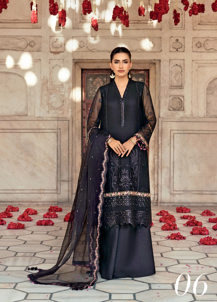 M basics by Maria B Unstitched Silk Embroidered Suits 3 Piece MB25WF D-806 Black - Winter Collection