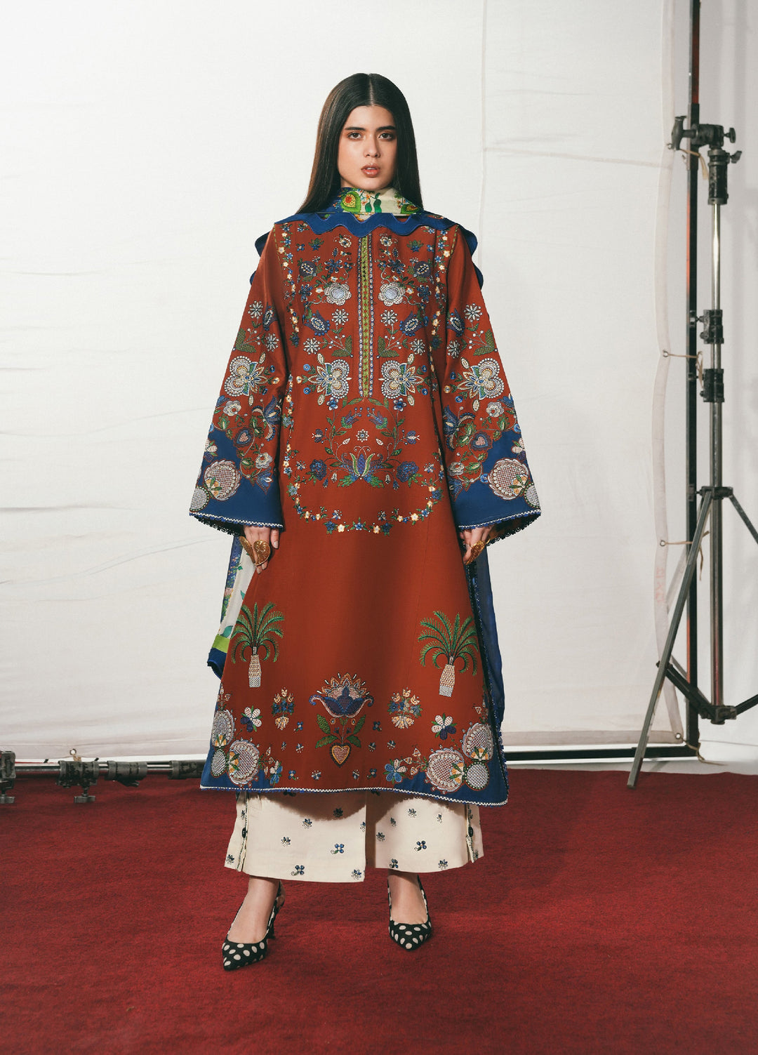 Jugnu by Hussain Rehar Unstitched Embroidered Cotton 3 Piece Suit HR26UJC TAHMI - Festive Collection