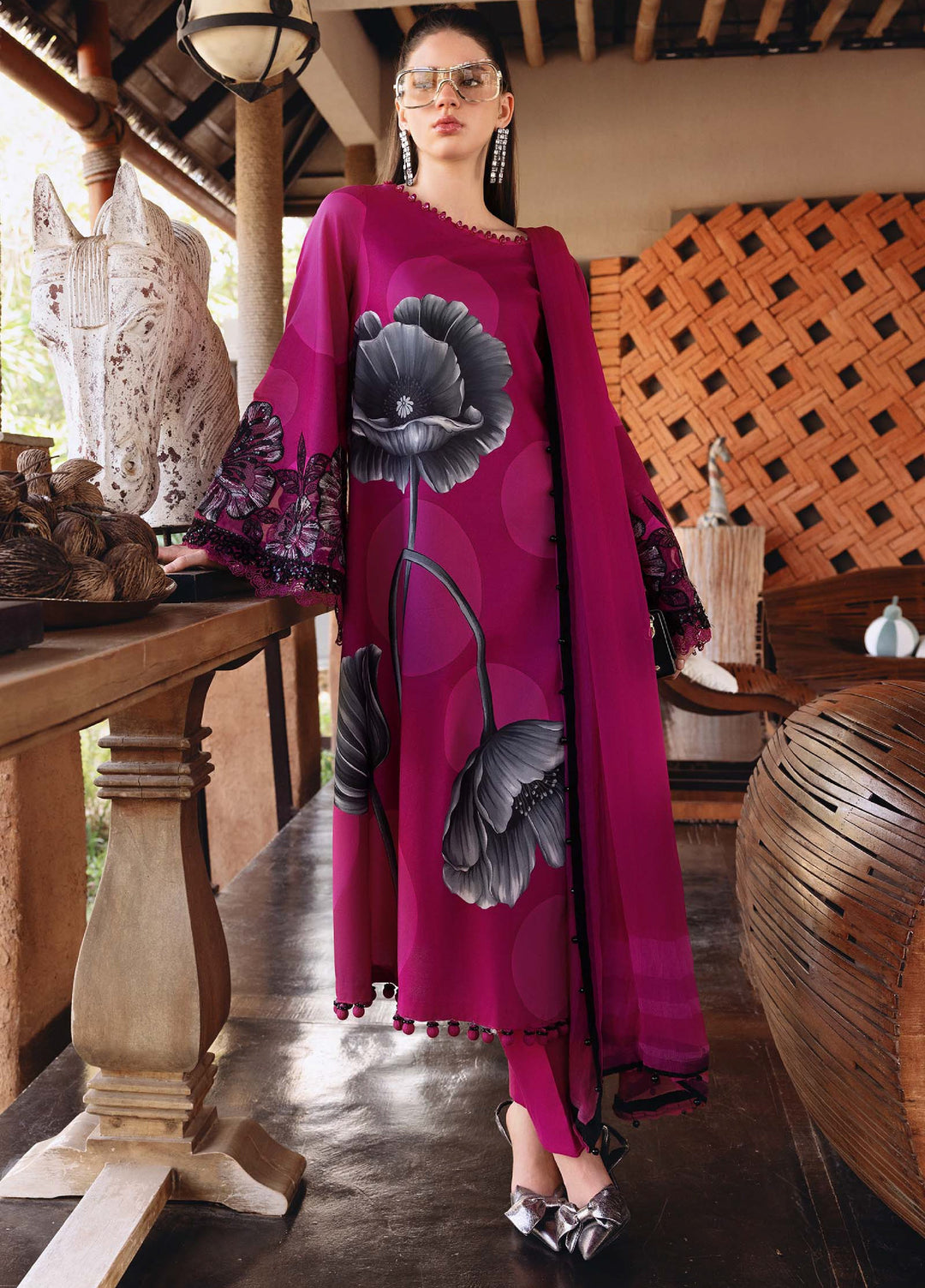 M Prints by Maria B Unstitched Printed Lawn 3 Piece Suit MB26UMP D-13 B - Summer Collection