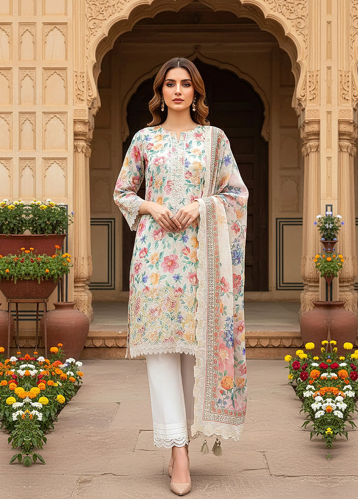 Lakhany Summer Essentials Embroidered Unstitched Lawn 3 Piece Suit LSM26USE LG-SG-0049 - Ramadan Collection