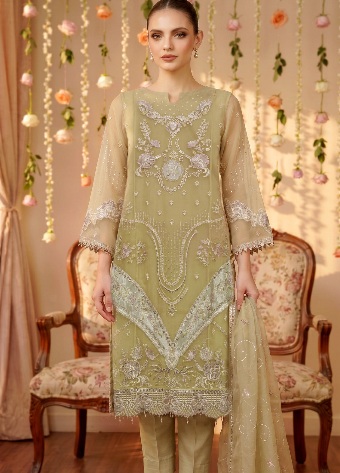 Anaya Noor by Zebtan Unstitched Embroidered Chiffon 3 Piece Suit ZB26UAC AN 10 - Festive Collection