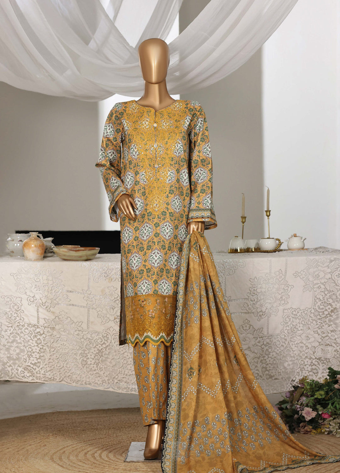 Guldozi by HZ Textiles RTW Embroidered Lawn 3 Piece Suit CPE-3P-021 - Summer Collection