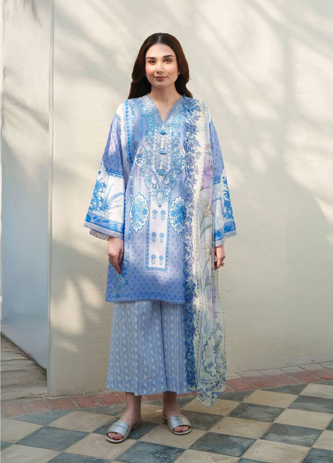 Whispered Florals by Roheenaz Unstitched Embroidered Lawn 3 Pcs Suit RNZ26UWF D-15 A QUIET MEADOW - Summer