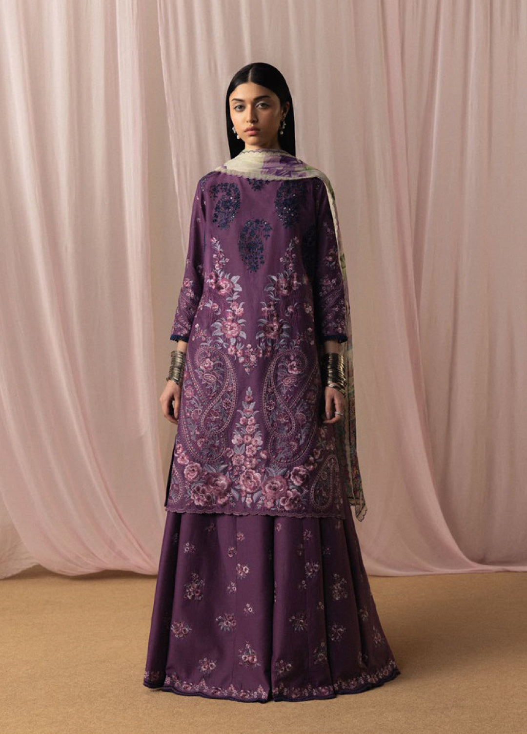 Satori by Zara Shahjahan Unstitched Embroidered Lawn 3 Piece Suit ZS26USL D-2 SUMIRE - Summer Collection