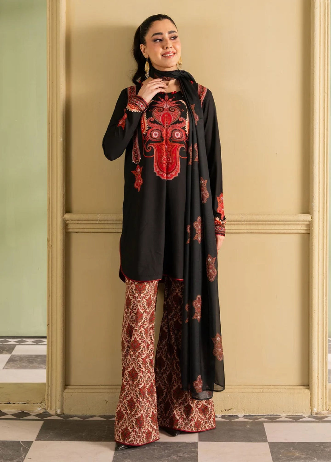 Retro by Maria Osama Khan RTW Printed Grip 3 Piece Suit MOK26PR Fiora - Casual Collection