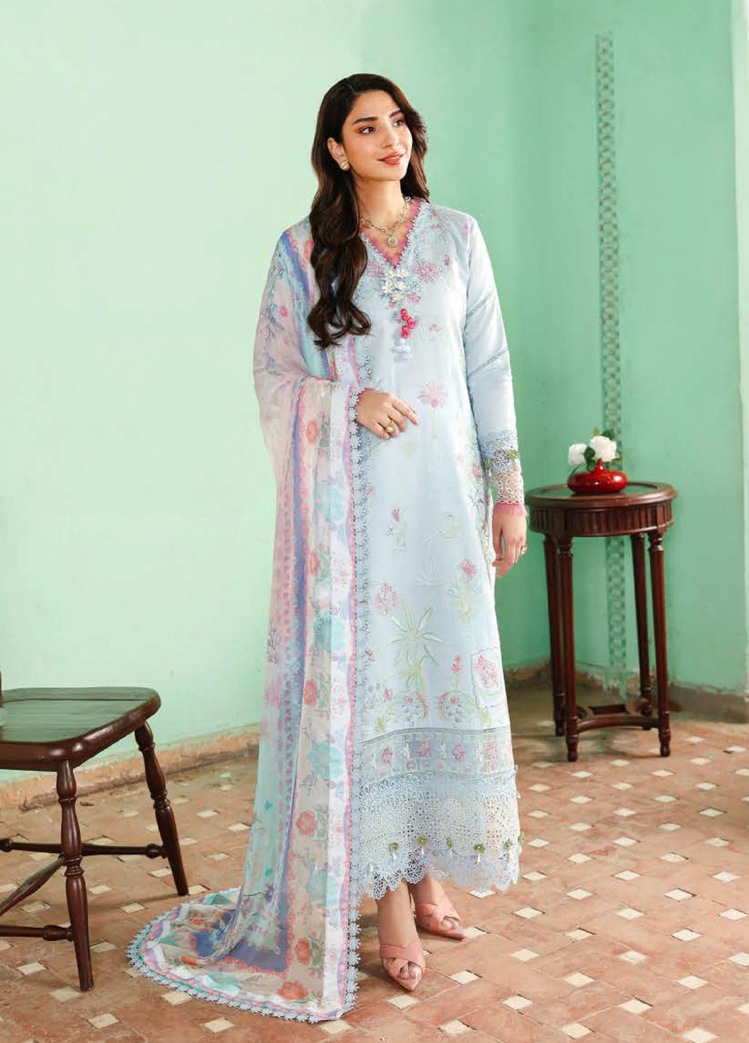 Summer Reverie by Roheenaz Unstitched Embroidered Lawn 3 Piece Suit RN26USR D-10 SOLENNE - Festive Collection