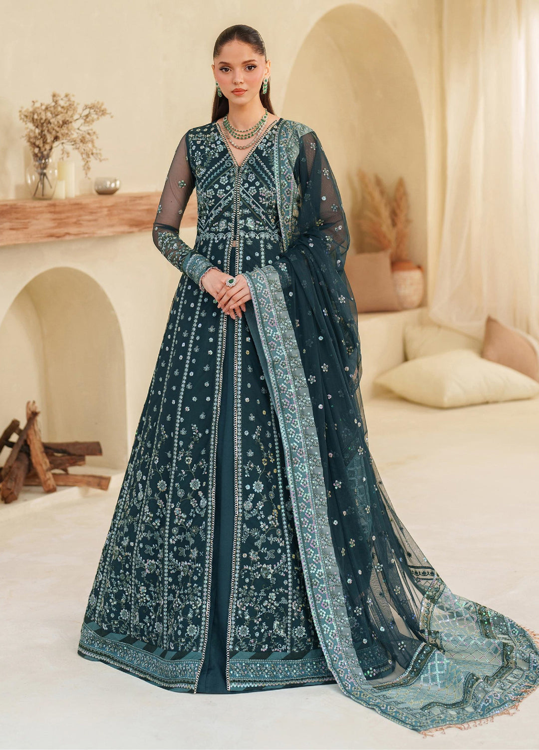 Meesa by Zarif Unstitched Net Embroidered Suits 3 Piece ZAF25MF ZRF-ML-02 RIMUL - Winter Collection