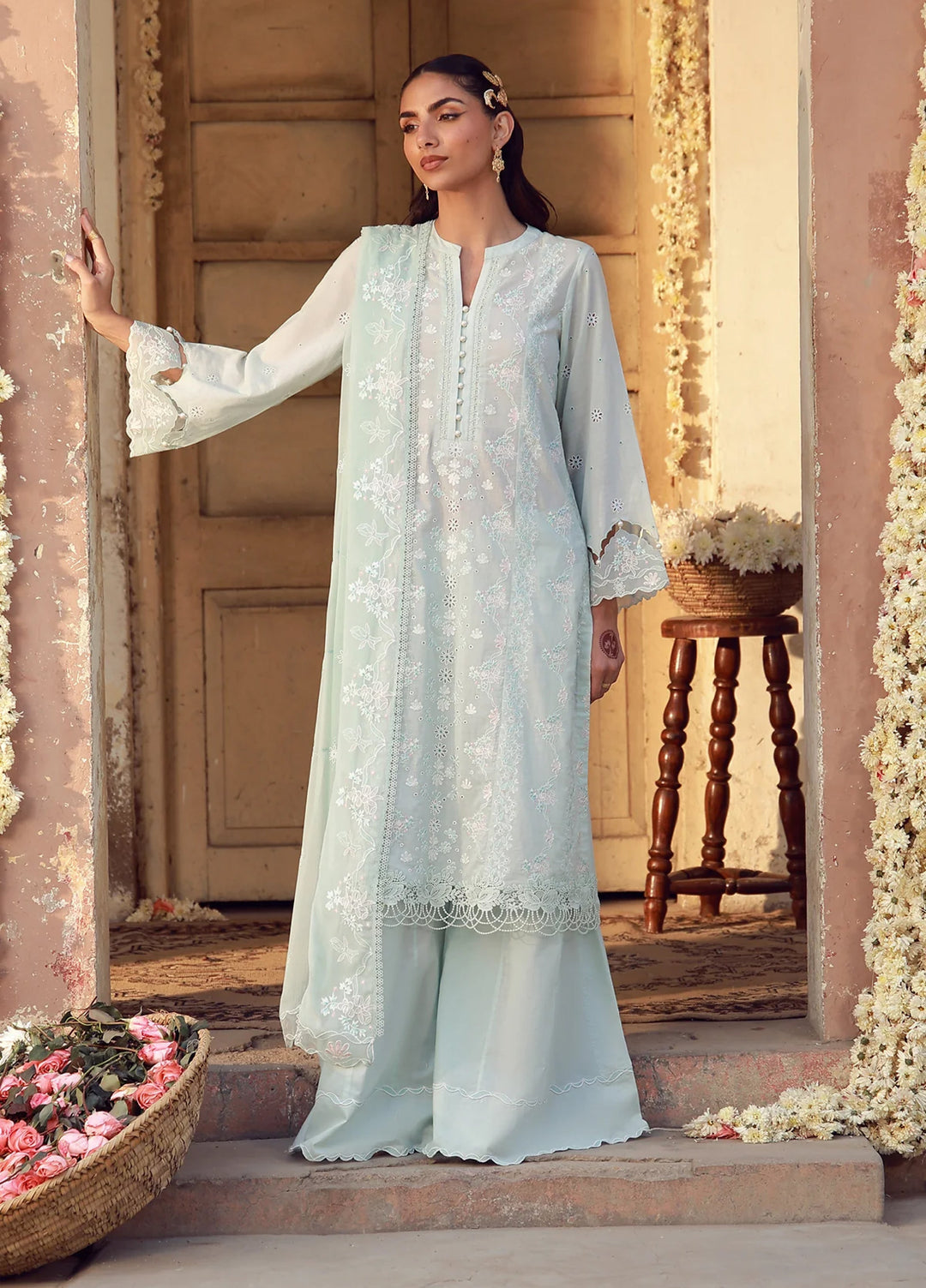 Sahar Unstitched Chikankari Lawn Mist Of Marrakech 3 Piece Suit CK-26-V2-03 - Summer Collection