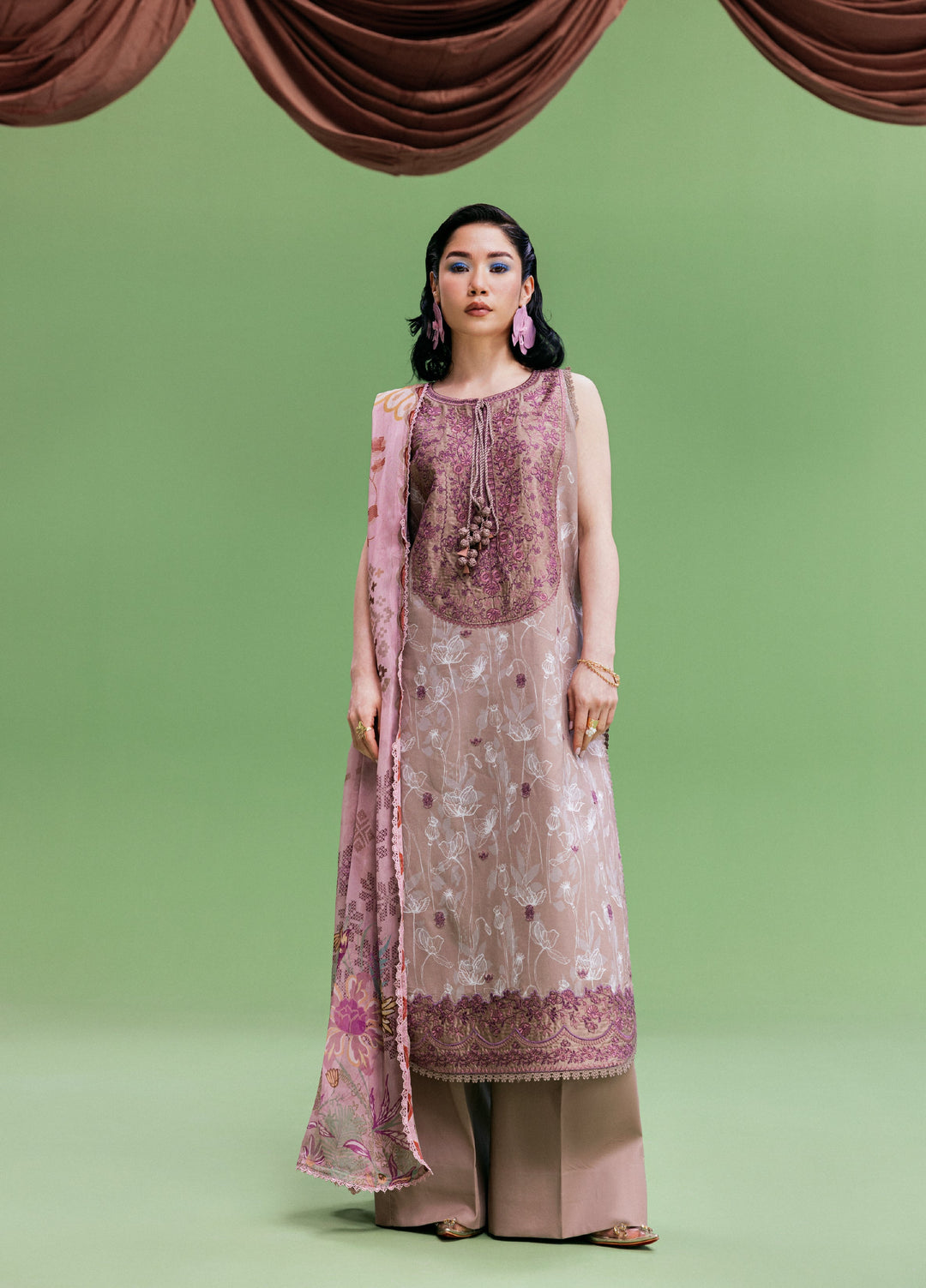Zync by Florent Unstitched Embroidered Printkari Lawn 3 Piece Suit FL26UZP FZ-2A - Summer Collection