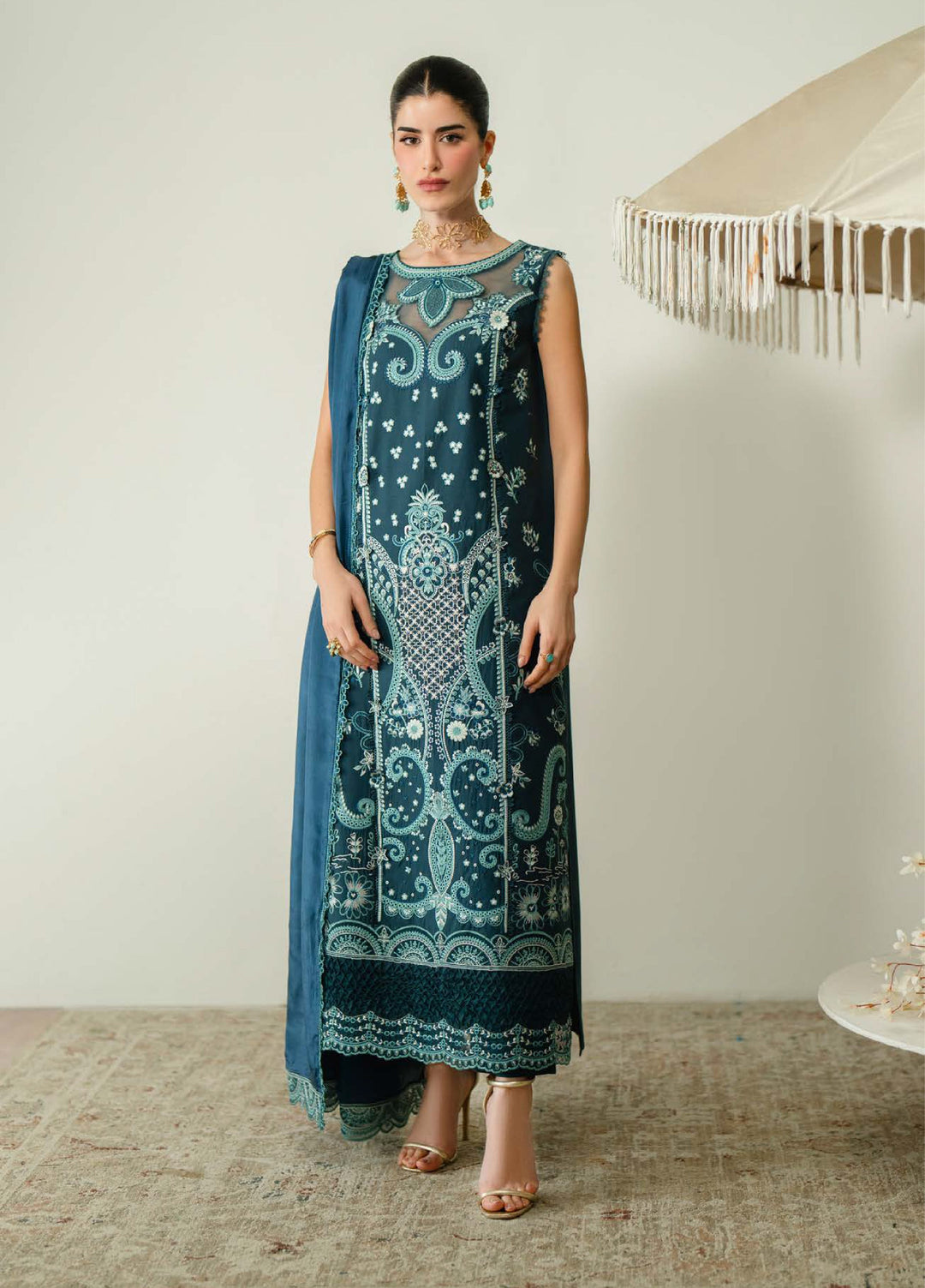 Blooming Flower by Zariya Unstitched Embroidered Lawn 3 Piece Suit ZRY26ULB FAUNA ZB-60101 - Festive Collection