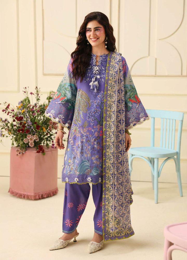 Soleil Hemline by Mushq Unstitched Printed Lawn 3 Piece Suit MU26USL Camellia Kiss HUNSS260307 - Festive Collection