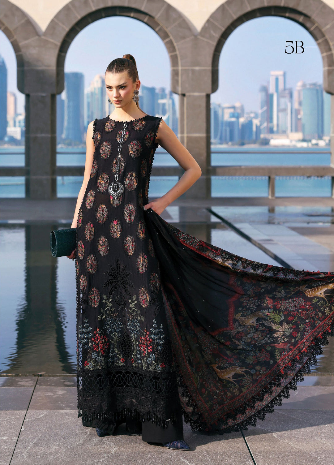 Maria B Unstitched Embroidered Luxury Lawn 3 Piece Suit MB26UEL 5B - Eid Collection