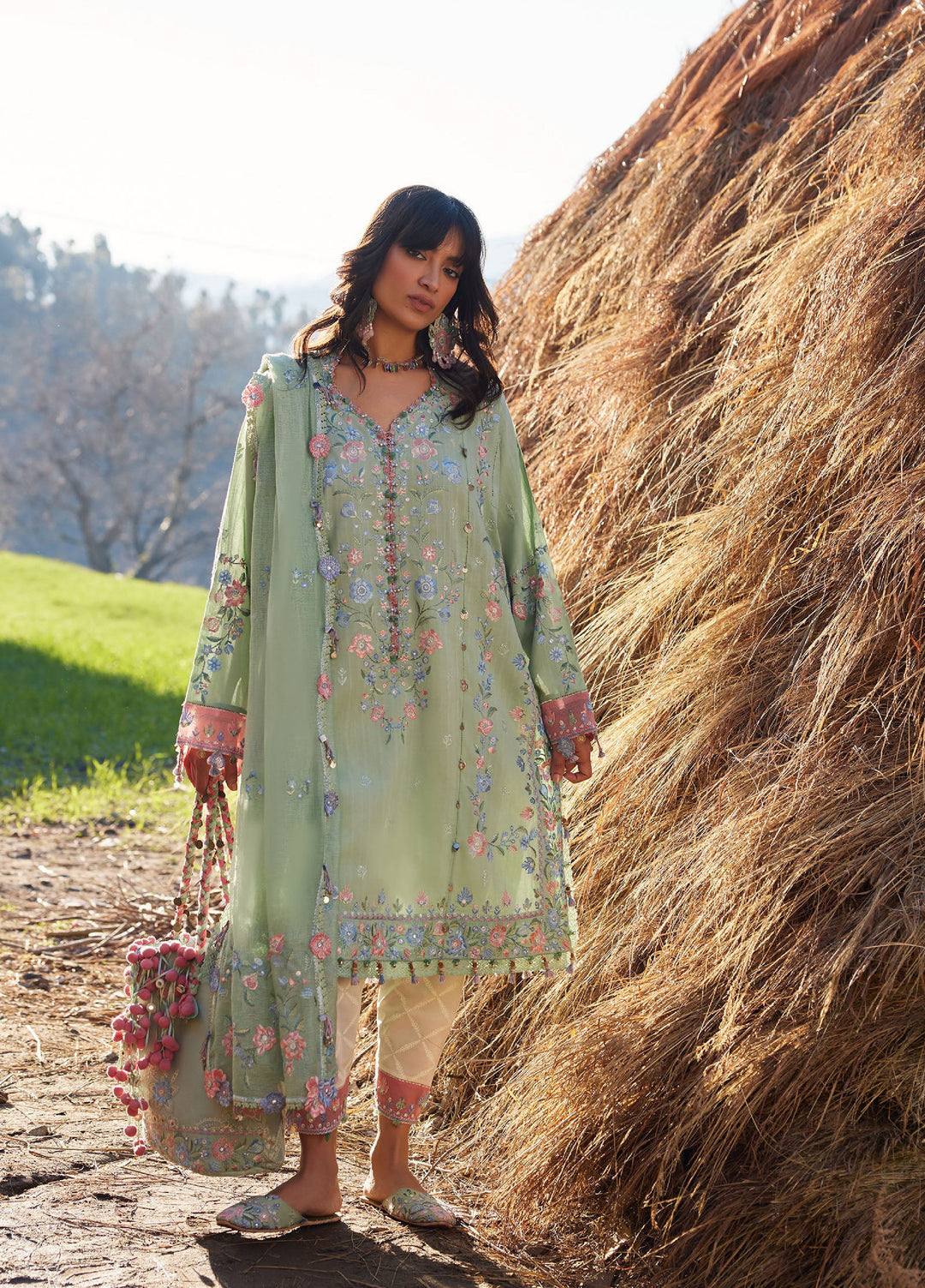 Meili by Zaha Unstitched Embroidered Lawn 3 Piece Suit ZK26UML ZL26-01B - Festive Collection