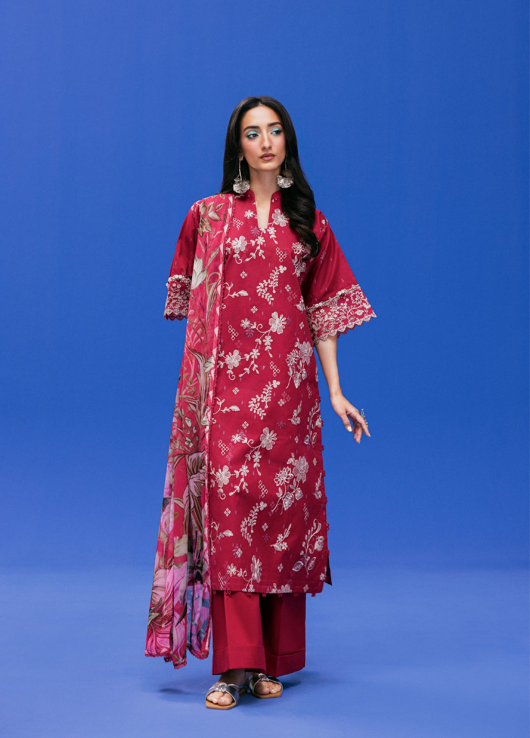 Zync by Florent Unstitched Embroidered Printkari Lawn 3 Piece Suit FL26UZP FZ-3A - Summer Collection