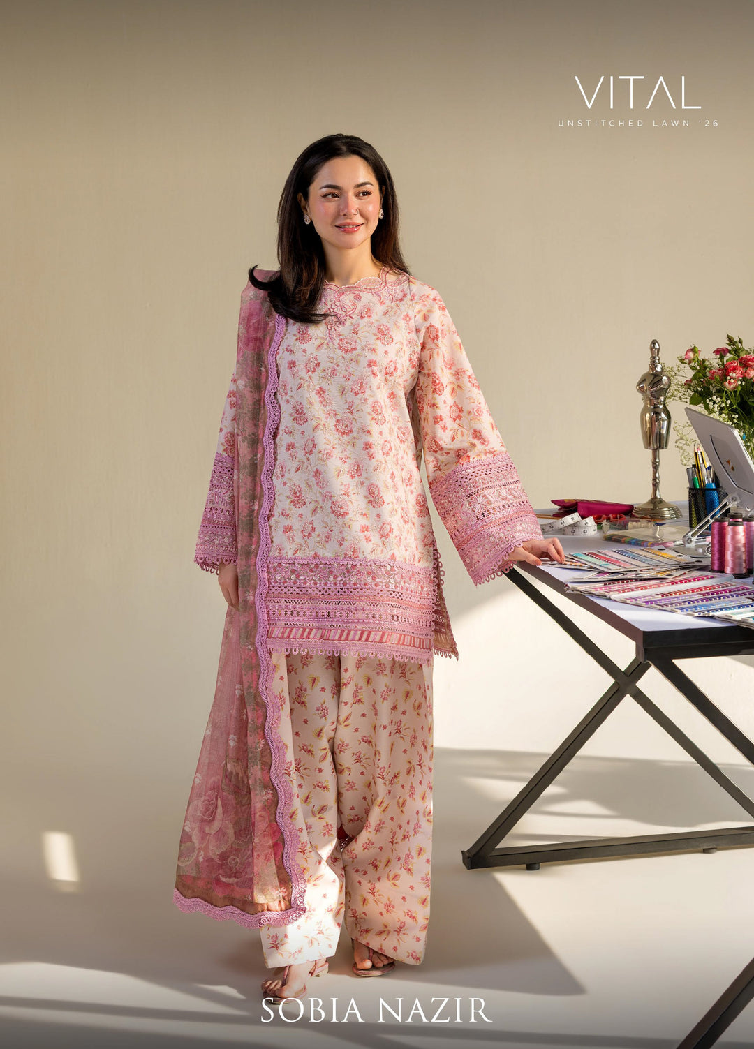 Vital by Sobia Nazir Unstitched Embroidered Lawn 3 Piece Suit SN26UVL 1A - Summer Collection