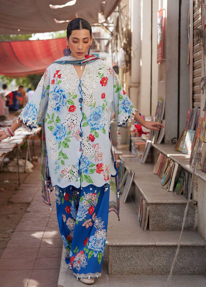 Wild Flower by Zaha Unstitched Embroidered Lawn 3 Piece Suit ZK26UWL ZF26-02 Blue Poppy - Festive Collection