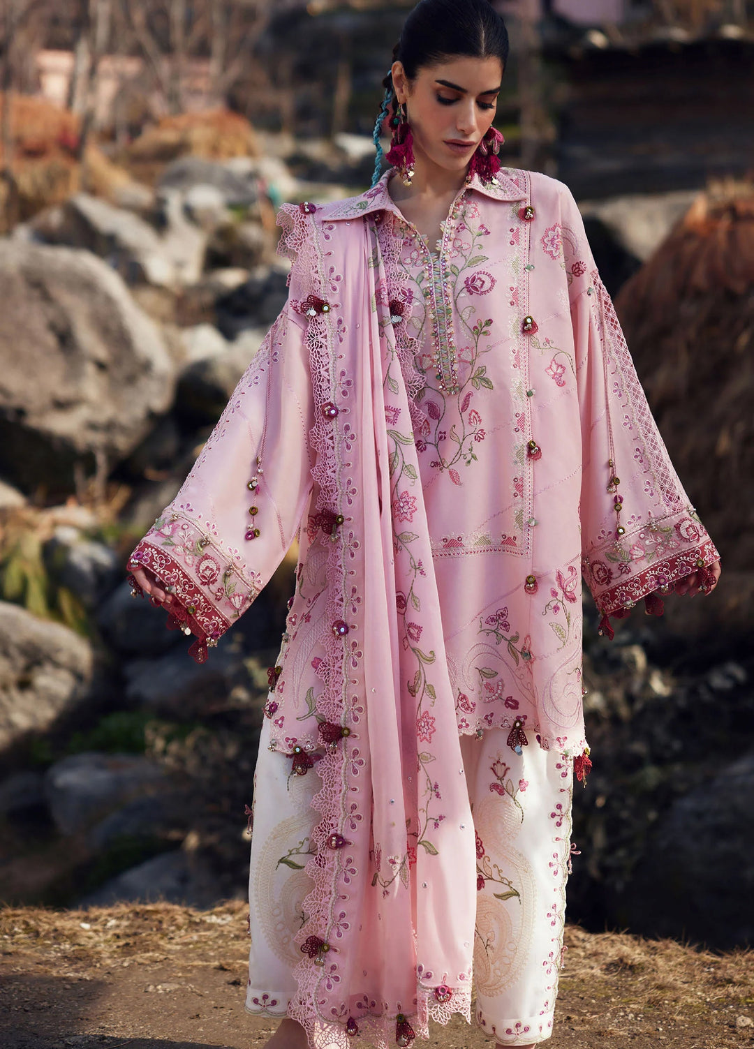 Meili by Zaha Unstitched Embroidered Lawn 3 Piece Suit ZK26UML ZL26-06B - Festive Collection