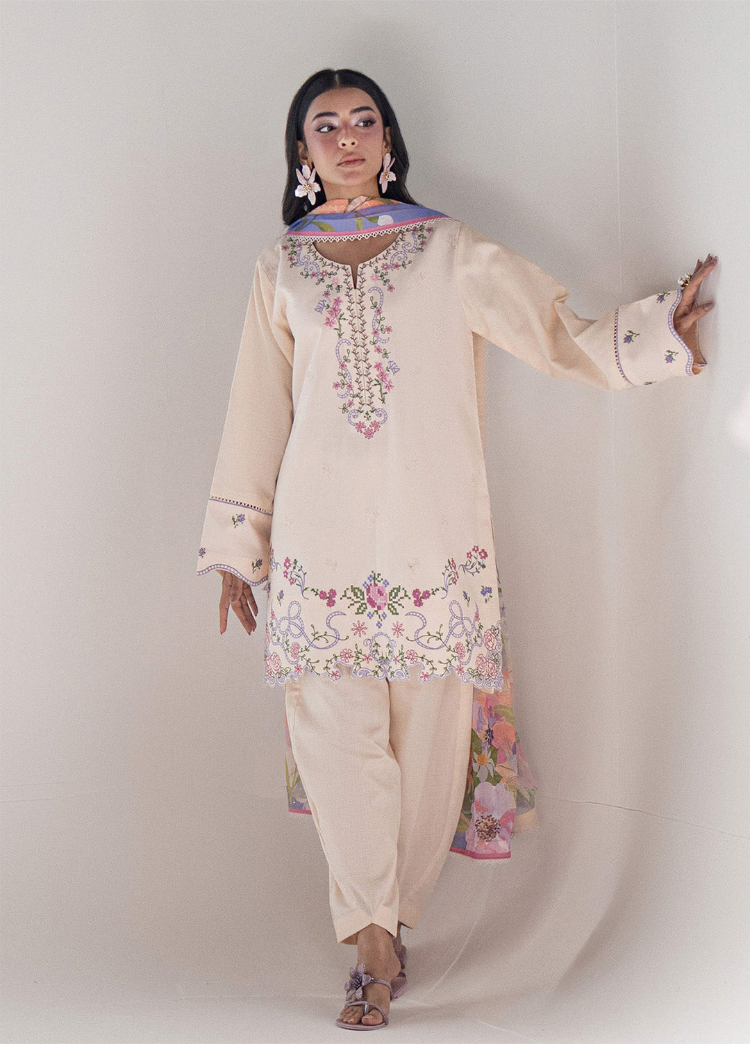 Blush N Bliss by Sahane Women RTW Embroidered Dobby Lawn 3 Piece Suit Sugar Bloom LP63009 Casual Collection