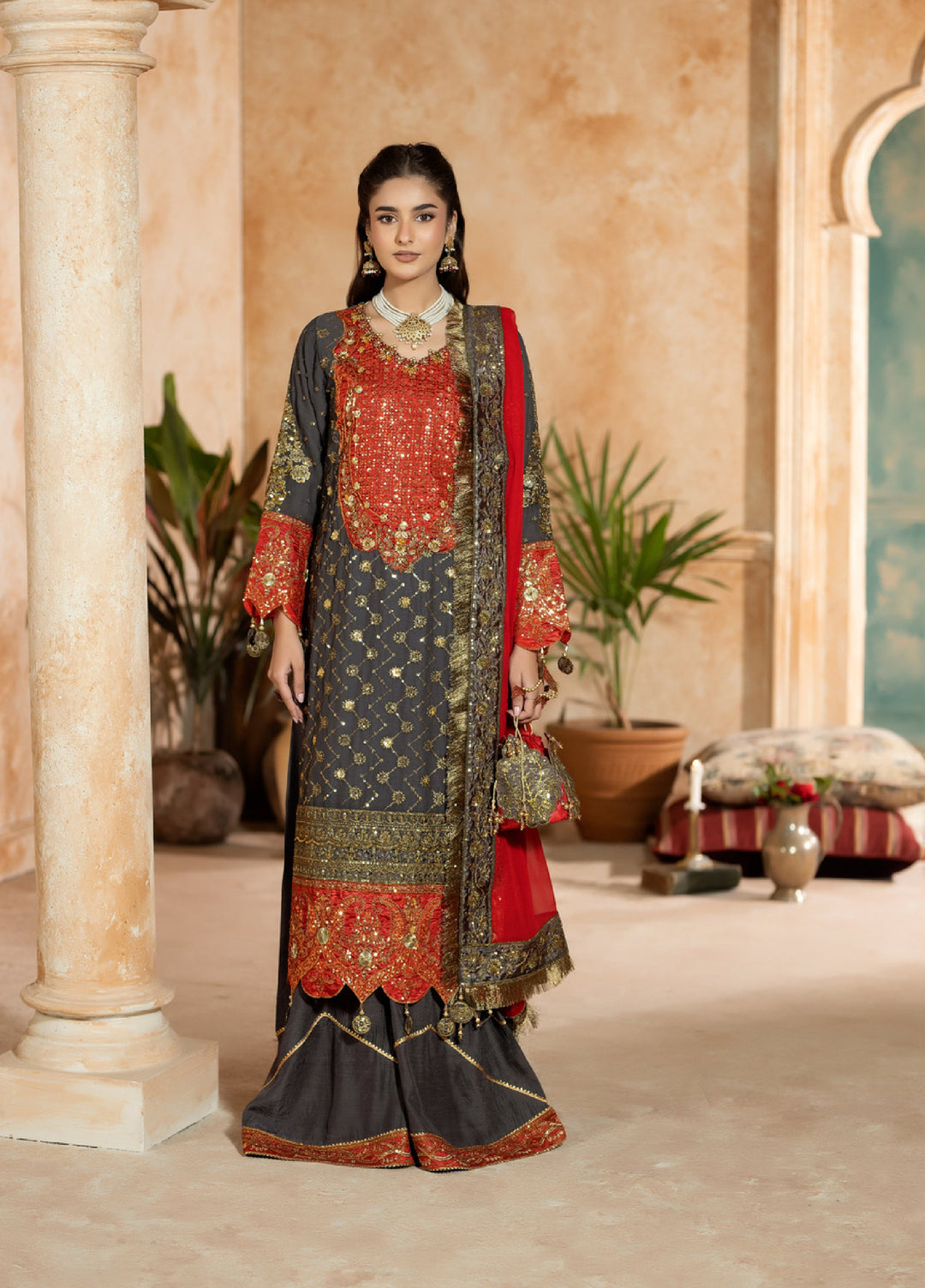 Sara Jahan Women RTW Embroidered Chiffon 3 Piece Suit SJ26RF SJ-1030 - Festive Collection
