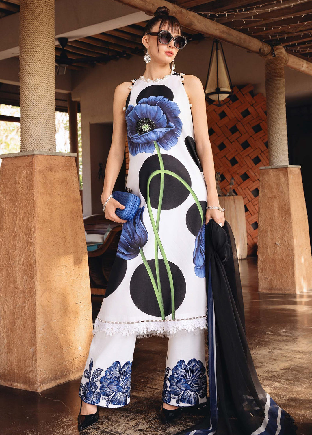 M Prints by Maria B Unstitched Printed Lawn 3 Piece Suit MB26UMP D-13 A - Summer Collection