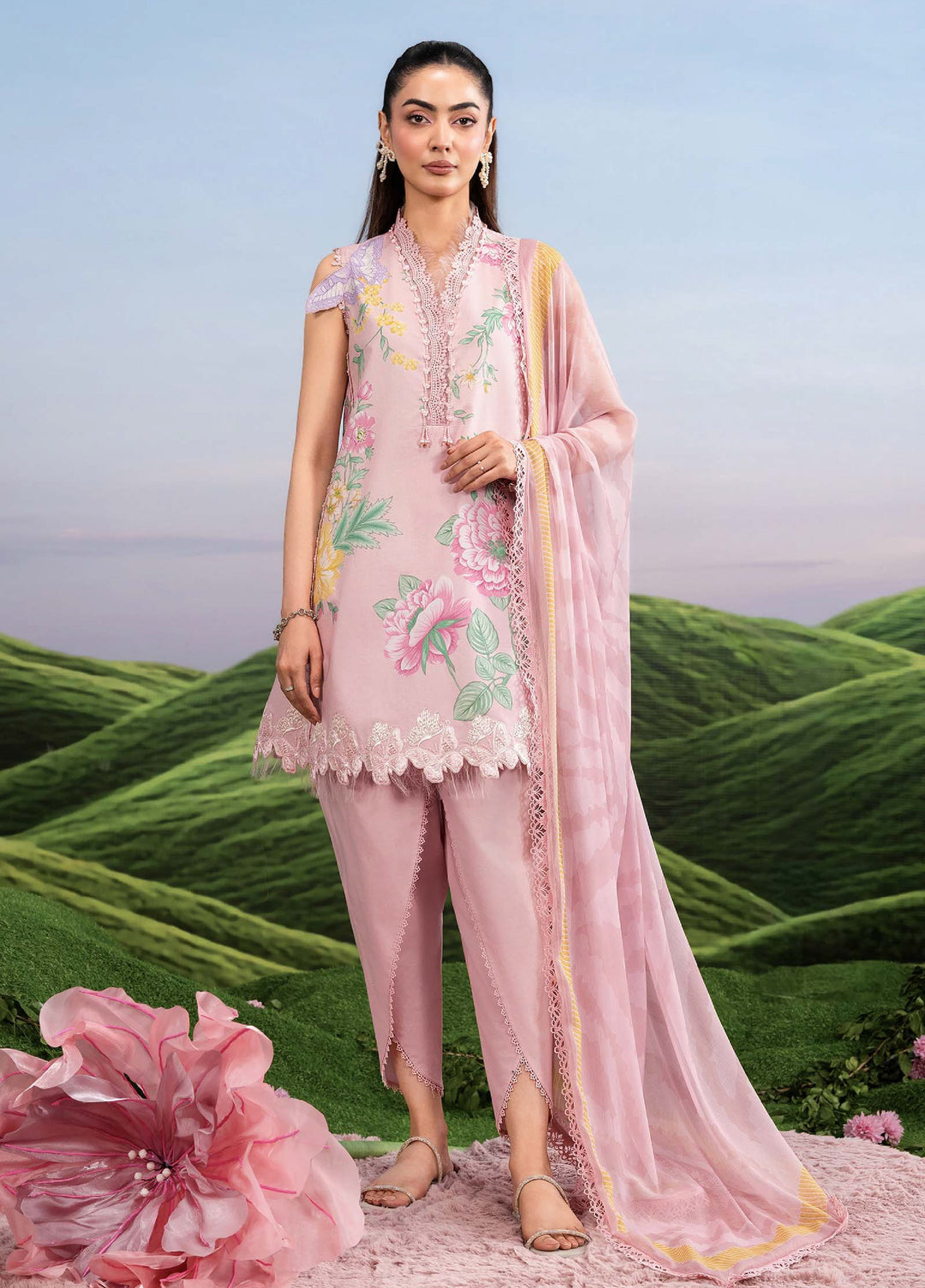 M Basics by Maria B Unstitched Embroidered Lawn 3 Piece Suit MB26SSEL MB-CUSV14-04A - Eid Collection