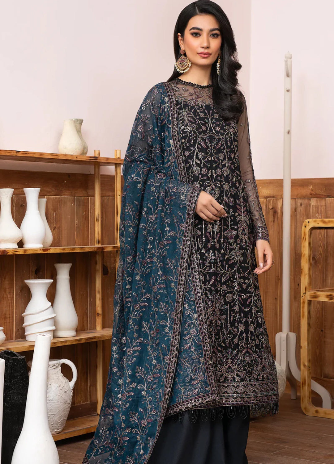 Zarif Women Unstitched Embroidered Net 3 Piece Suit ZR26UFC ZLM 02 ZIMMEL - Festive Collection
