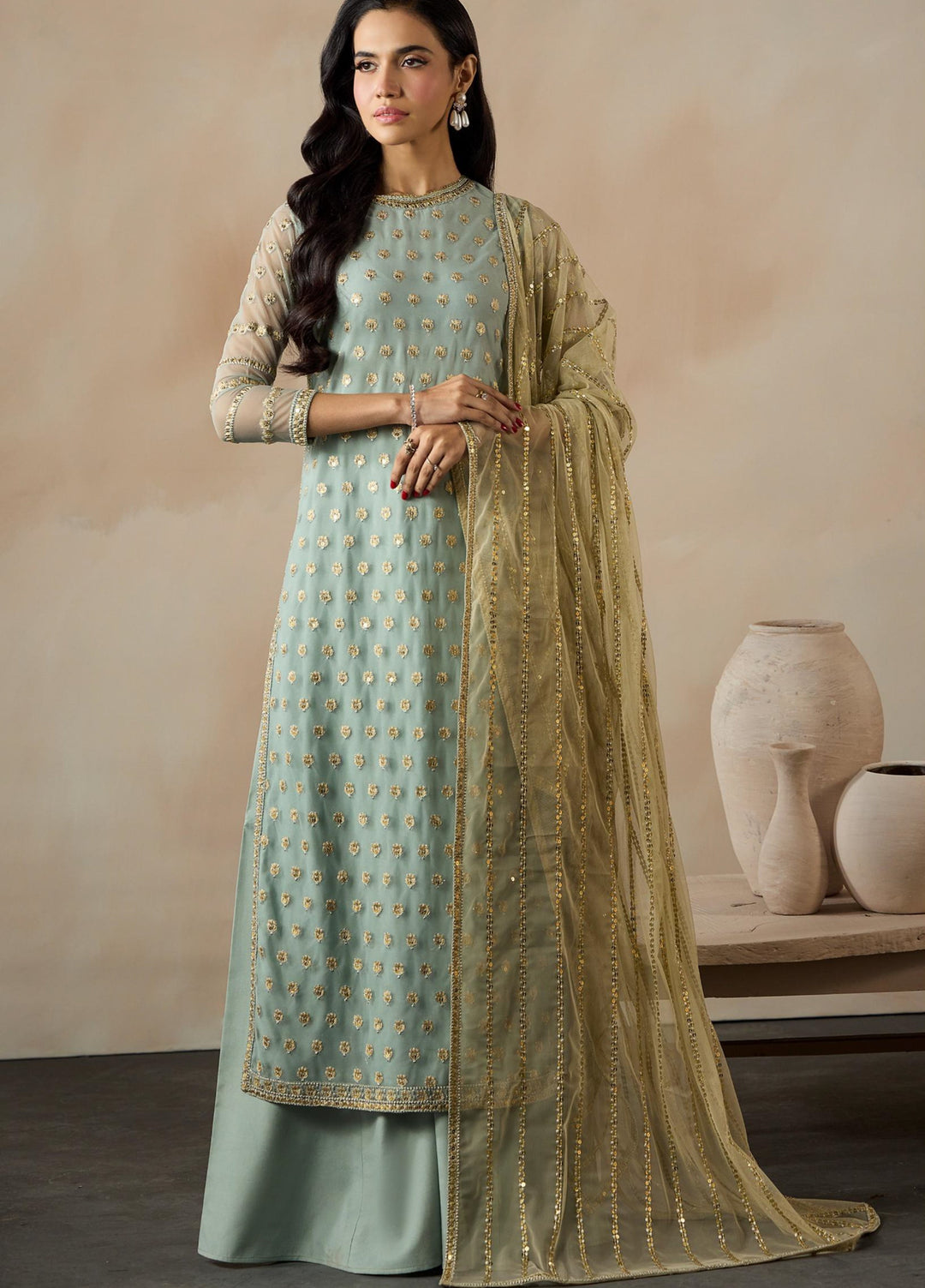 Dharkash by Zarif Unstitched Embroidered Net 3 Piece Suit ZR26UDN ZRF-DK-02 AZHARA - Festive Collection