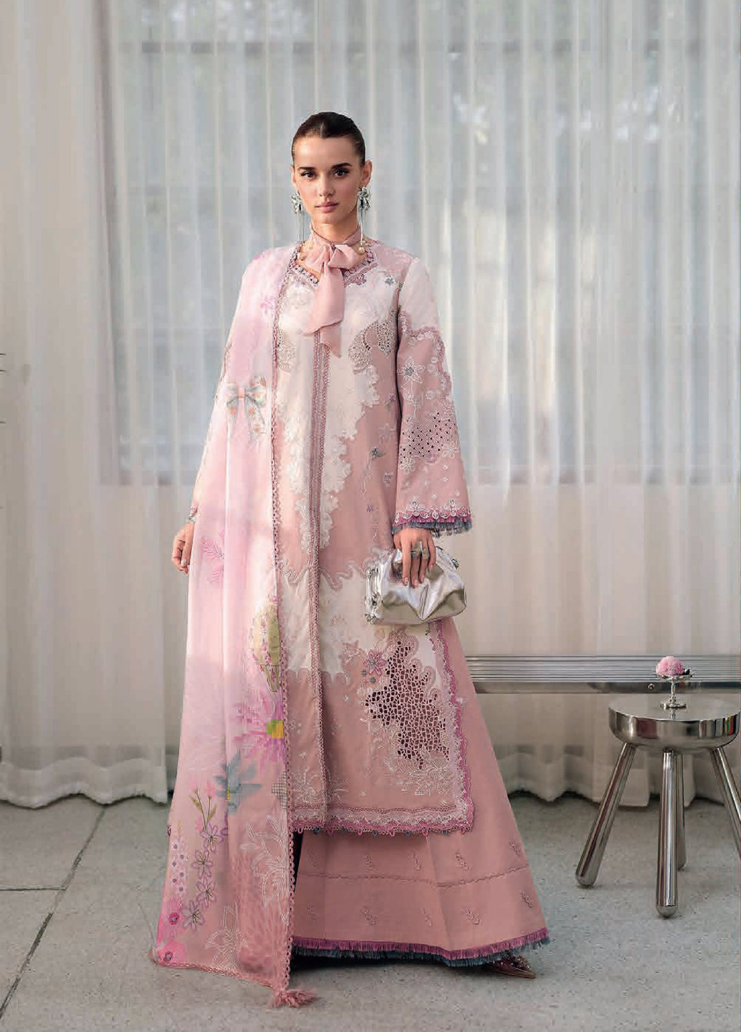 Qalamkar Chikankari Unstitched Embroidered Lawn 3 Piece Suit QLK26UCL CM-06 Noura - Summer Collection